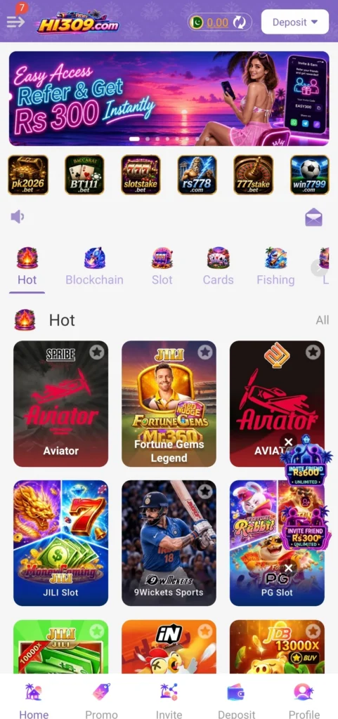 Is HI309 Game legit in Pakistan – app home screen