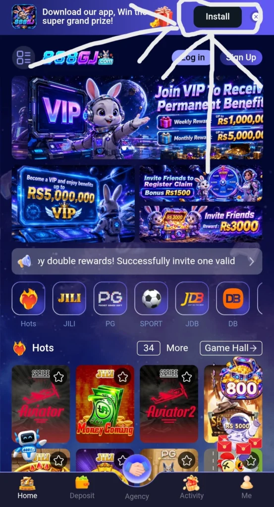 888GJ game apk download banner