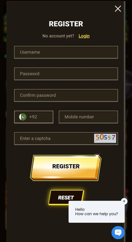 PKRAAH game register screen with username and captcha fields