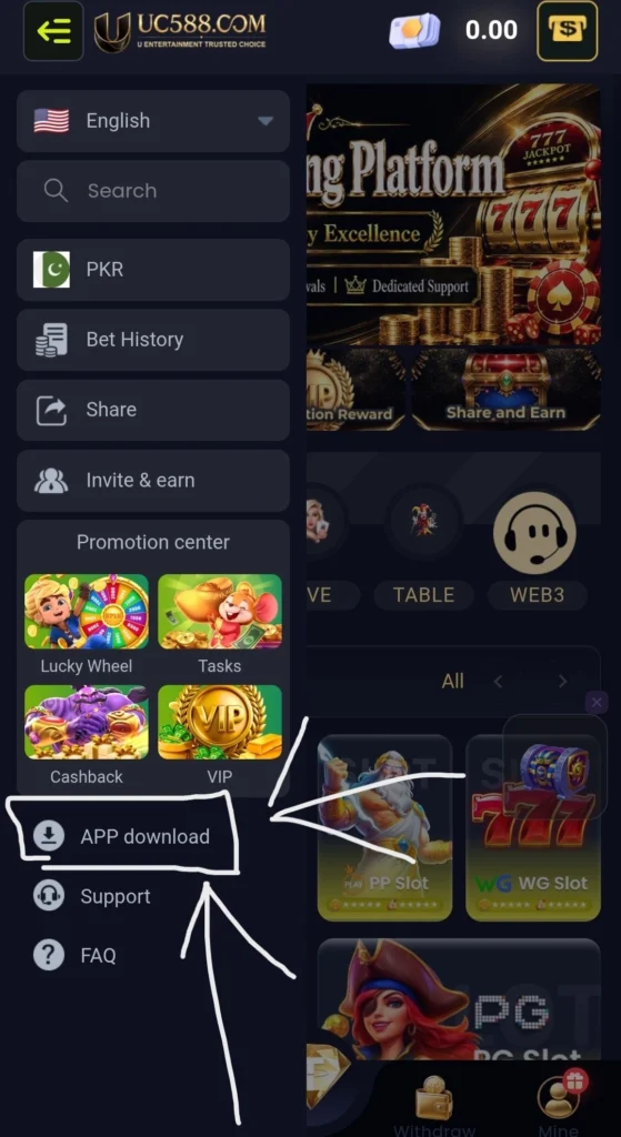 After registration, find the download button on the side menu.