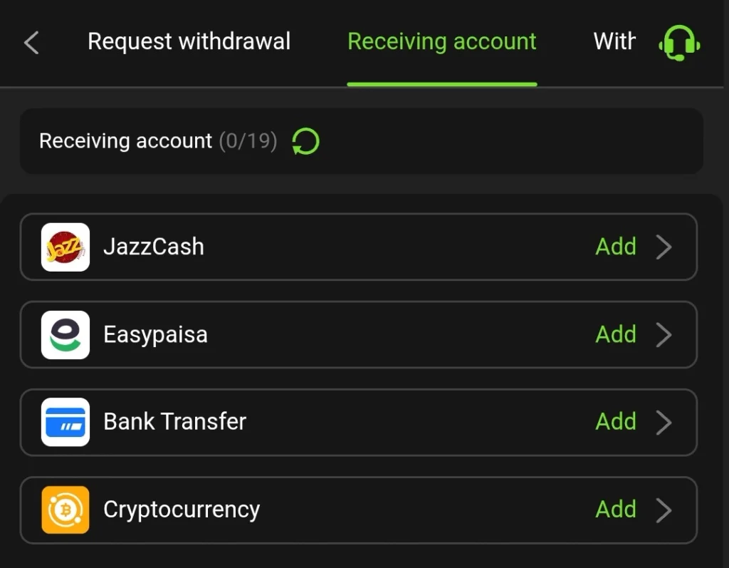 786BET Game withdrawal screen showing four payment methods