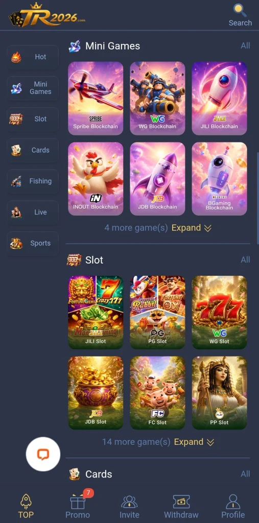 TR Game 2026 home screen showing Hot tab with duplicate Aviator tiles