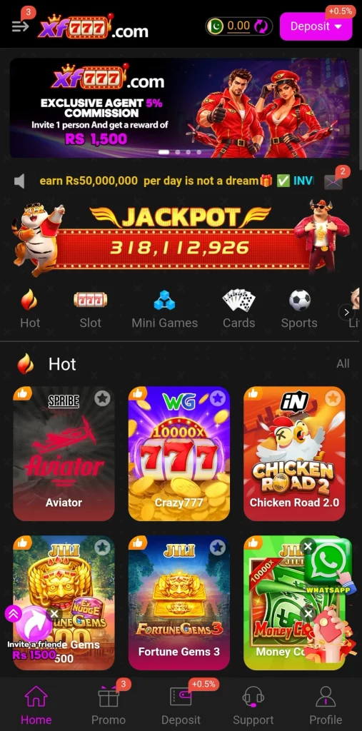 XF 777 APK Interface