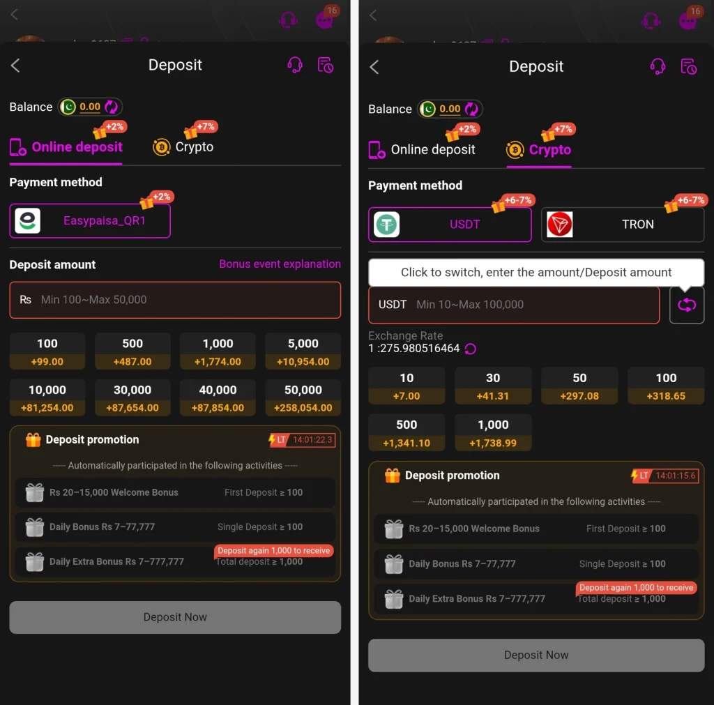 999iG Deposit Methods